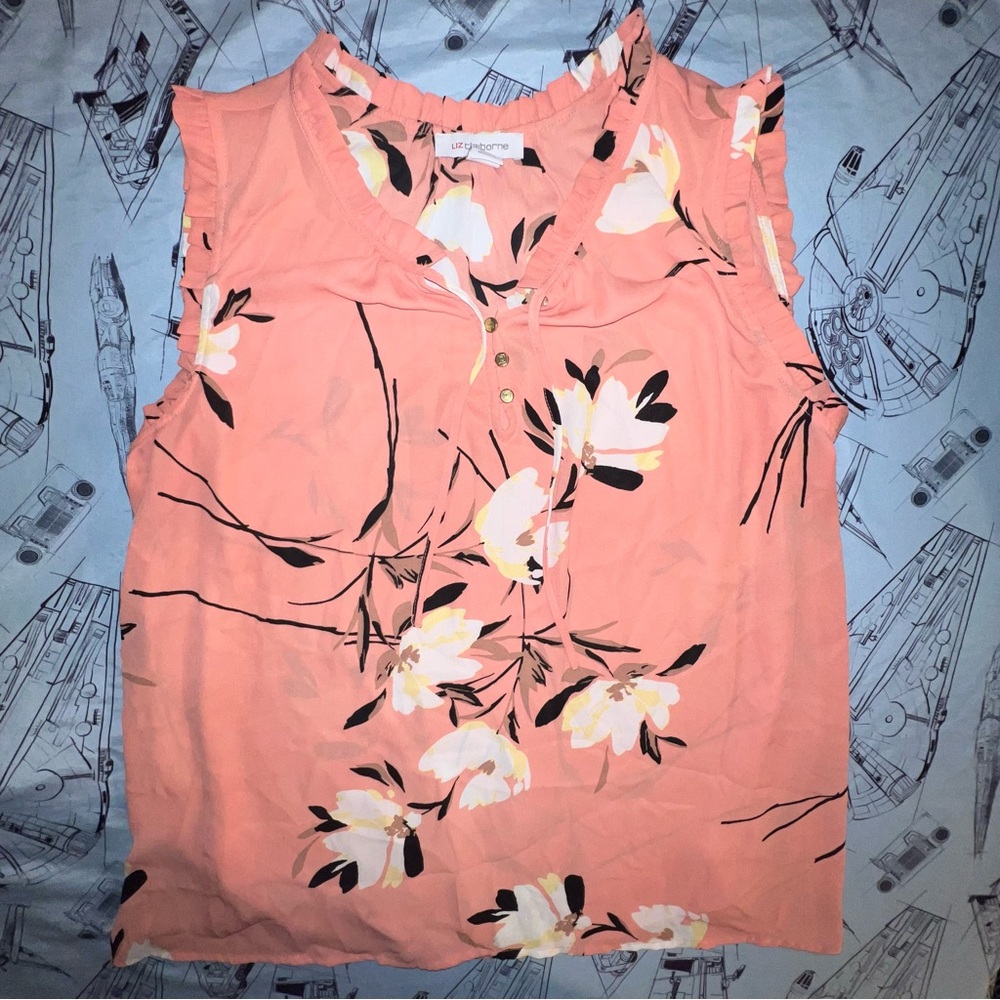 Liz Claiborne Coral Floral Blouse
